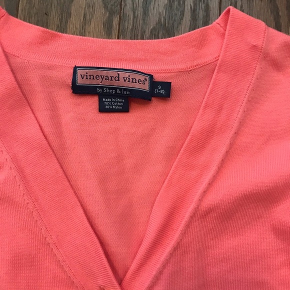 Vineyard vine girls coral button up cardigan sweater - Picture 4 of 5